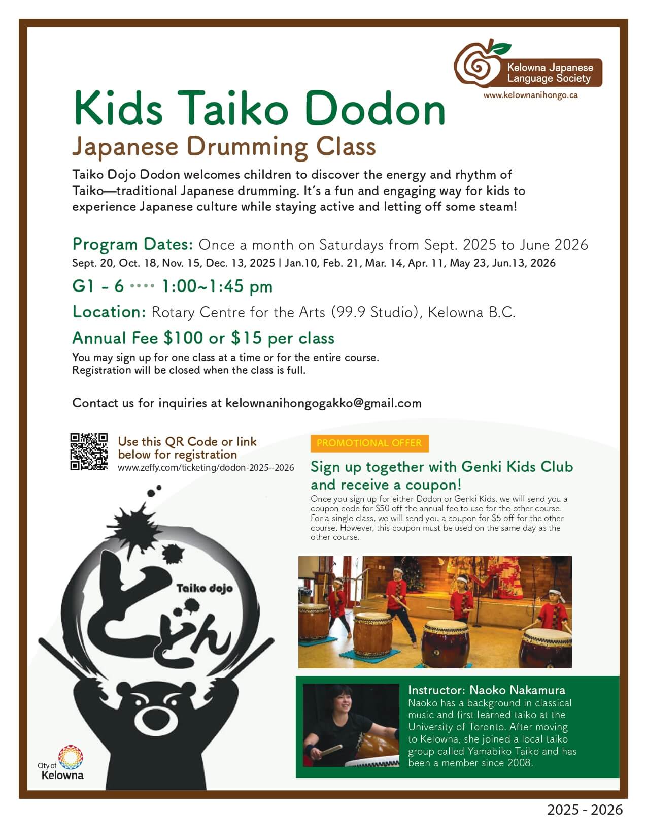 Kids Taiko Dodon Japanese Drumming Class Kelowna