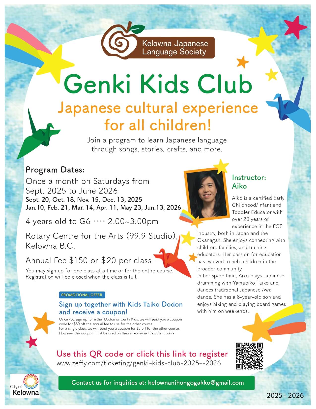 Kelowna Japanese Kids Club - Genki Kids Club Poster